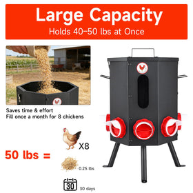 Fewuto 50lb-capacity poultry feeder designed for busy flocks and fewer refills.