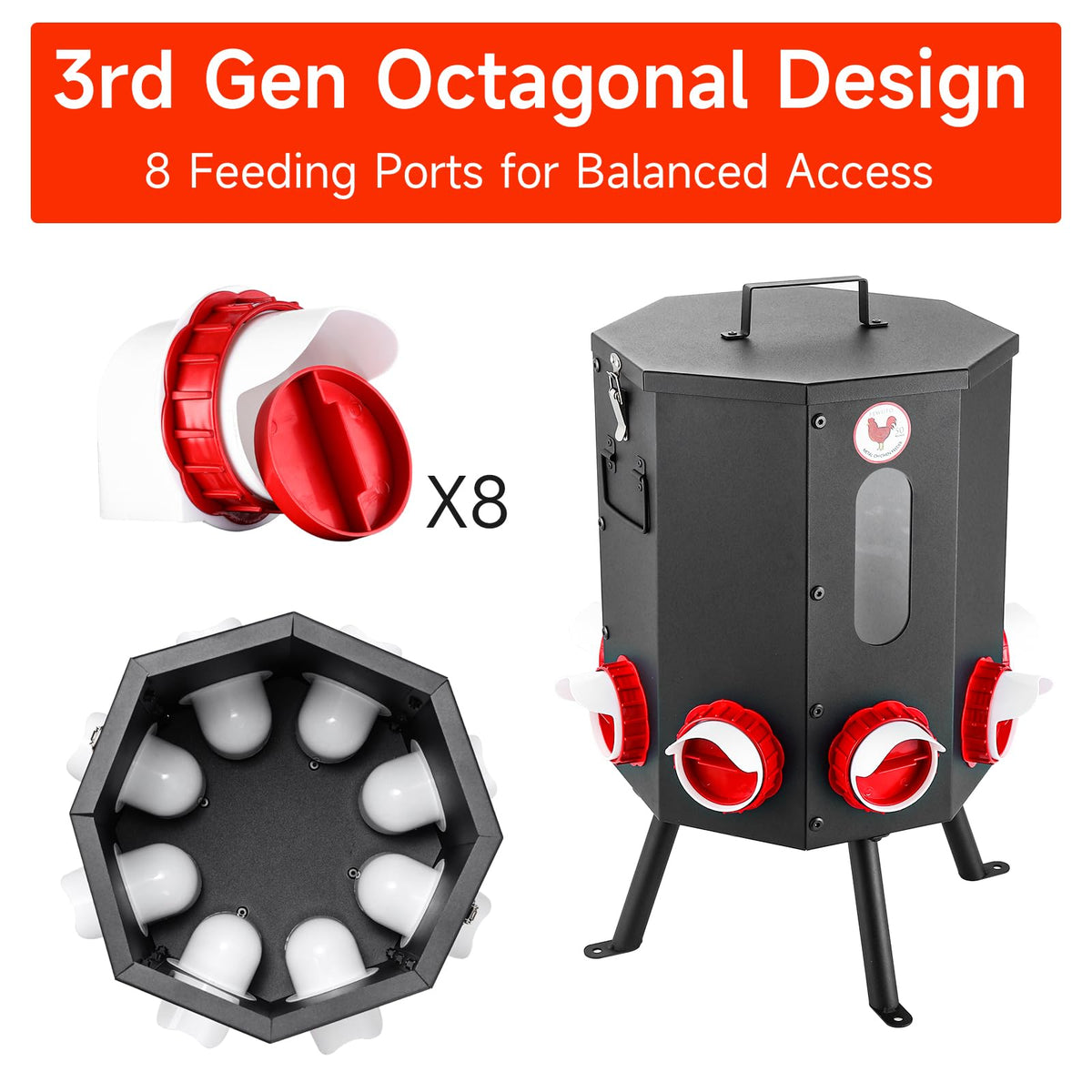 Fewuto rodent-proof metal feeder secures feed against pests in outdoor spaces.