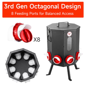 Fewuto rodent-proof metal feeder secures feed against pests in outdoor spaces.