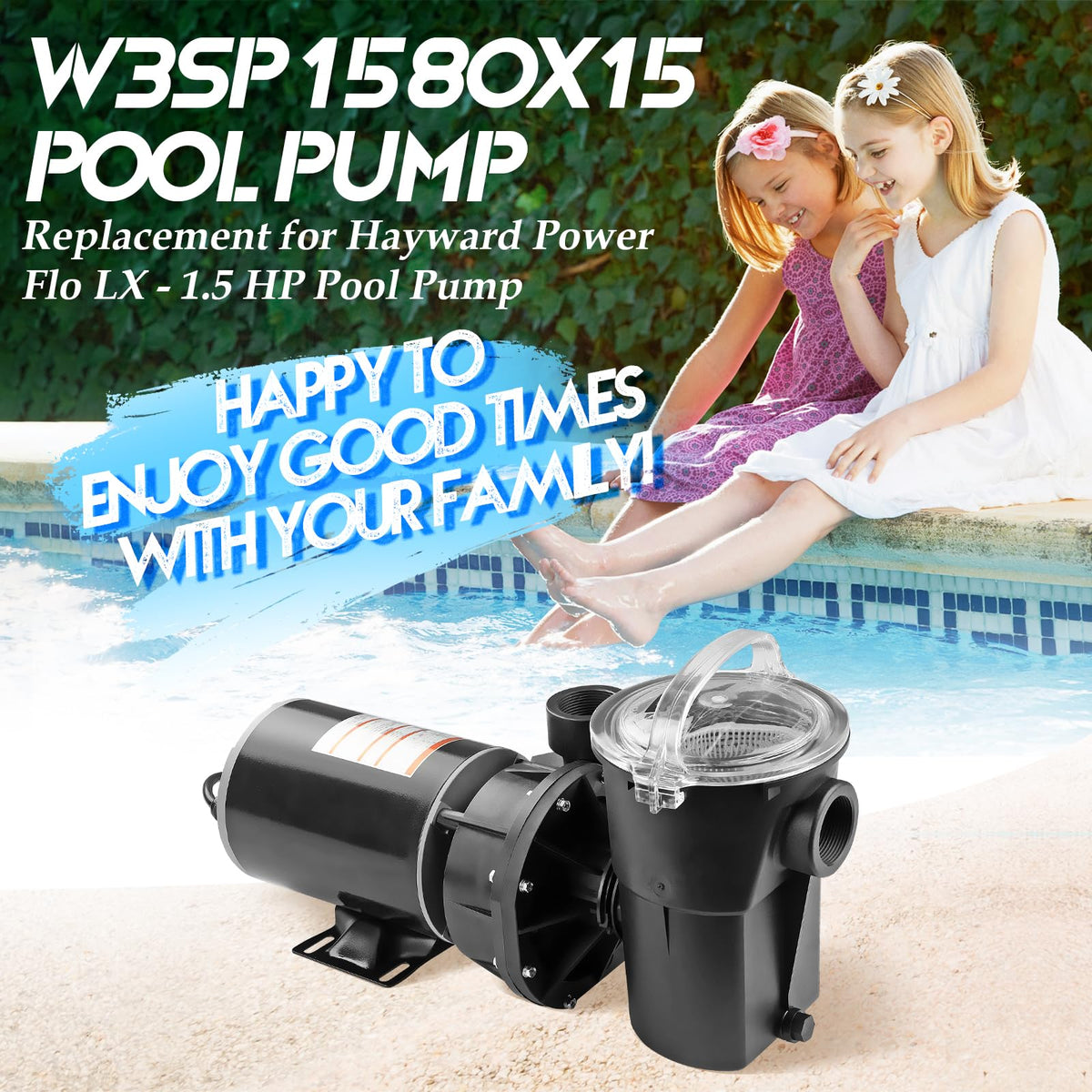 Fexhull 1.5HP pump motor delivers steady water flow for clear pool water