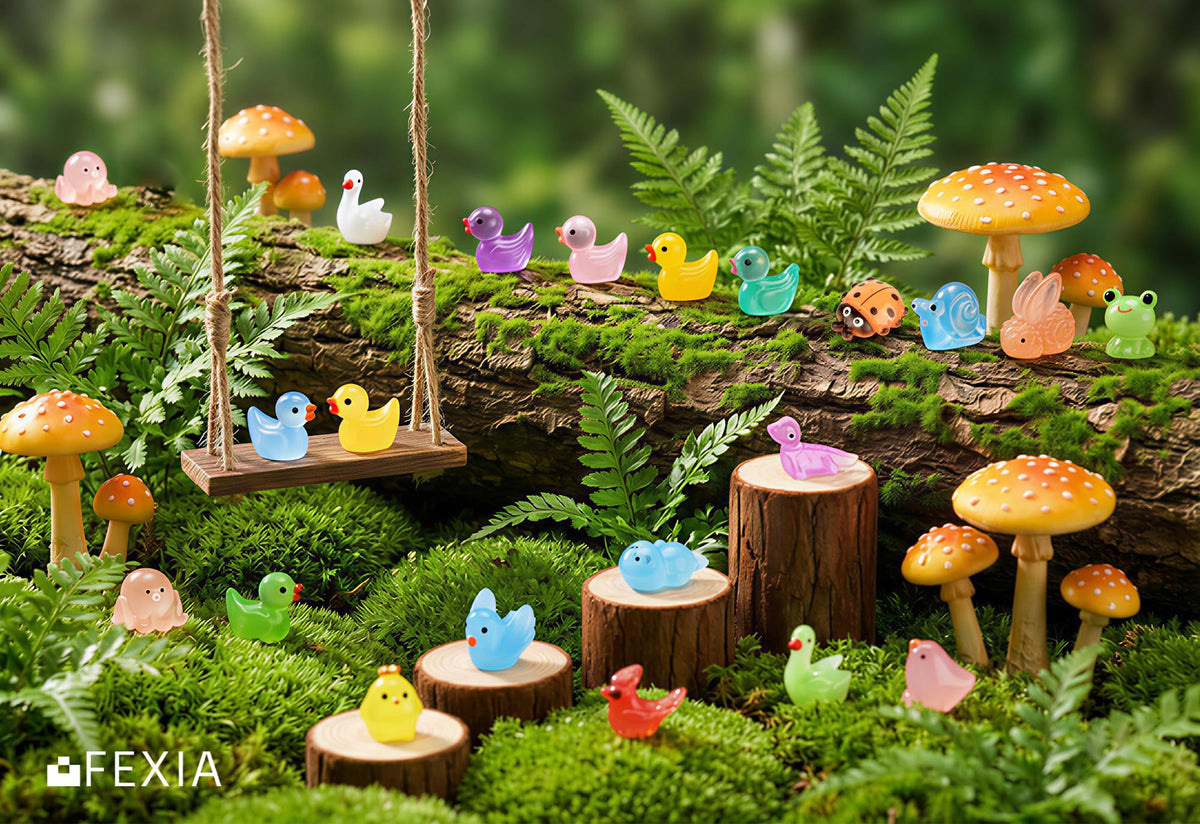 FEXIA glow mini animals dinosaurs spark imaginative dollhouse scenes