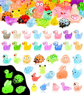 FEXIA glow mini animals ducks for fairy garden display with soft light