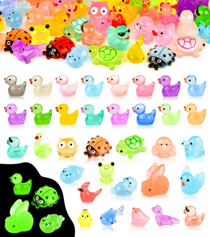 FEXIA glow mini animals ducks for fairy garden display with soft light
