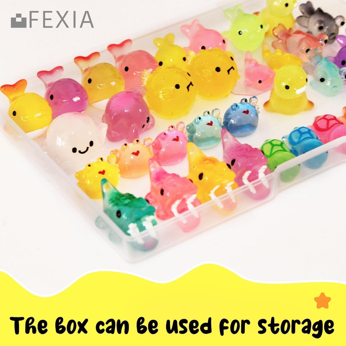 FEXIA mini aquarium decorations bring whimsy and color to water setups.