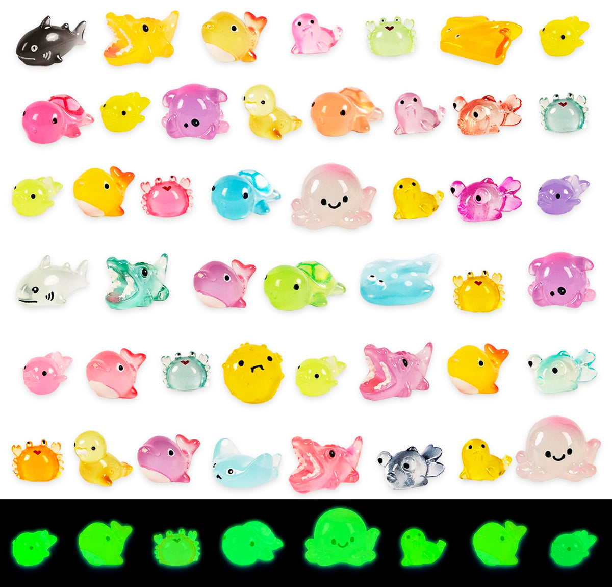 FEXIA resin sea creatures glow, enhancing mini gardens with vibrant color.