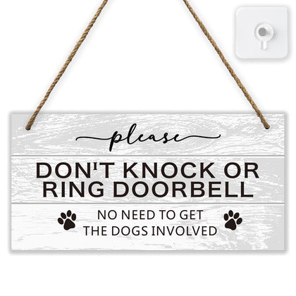 FEXICHUJI dont knock sign on front door with rope provides clear messaging