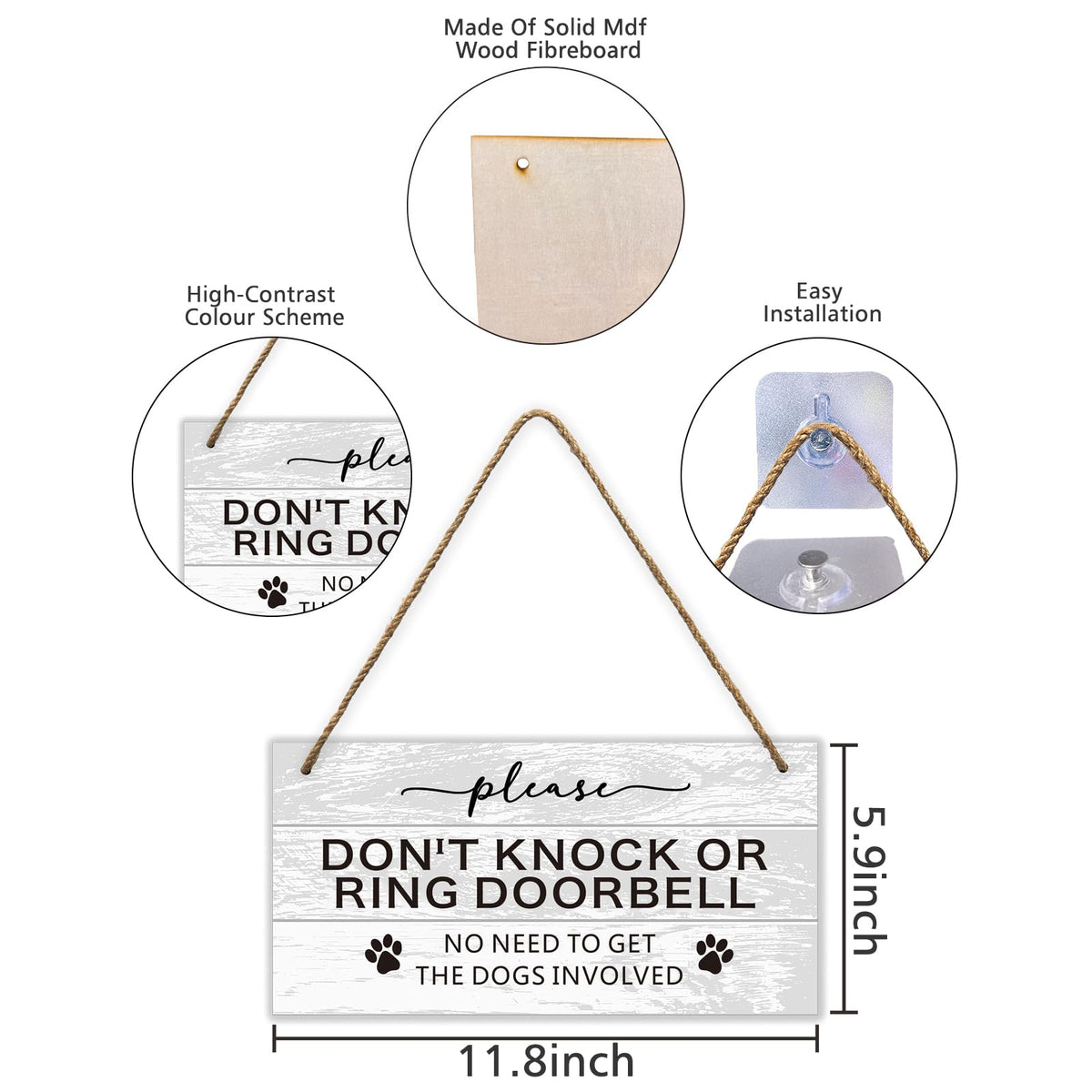 FEXICHUJI dont ring doorbell sign in wood shows durable, high-visibility messaging