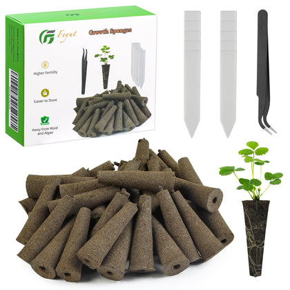 Feyut 30-pack grow sponges packaging for AeroGarden compatibility