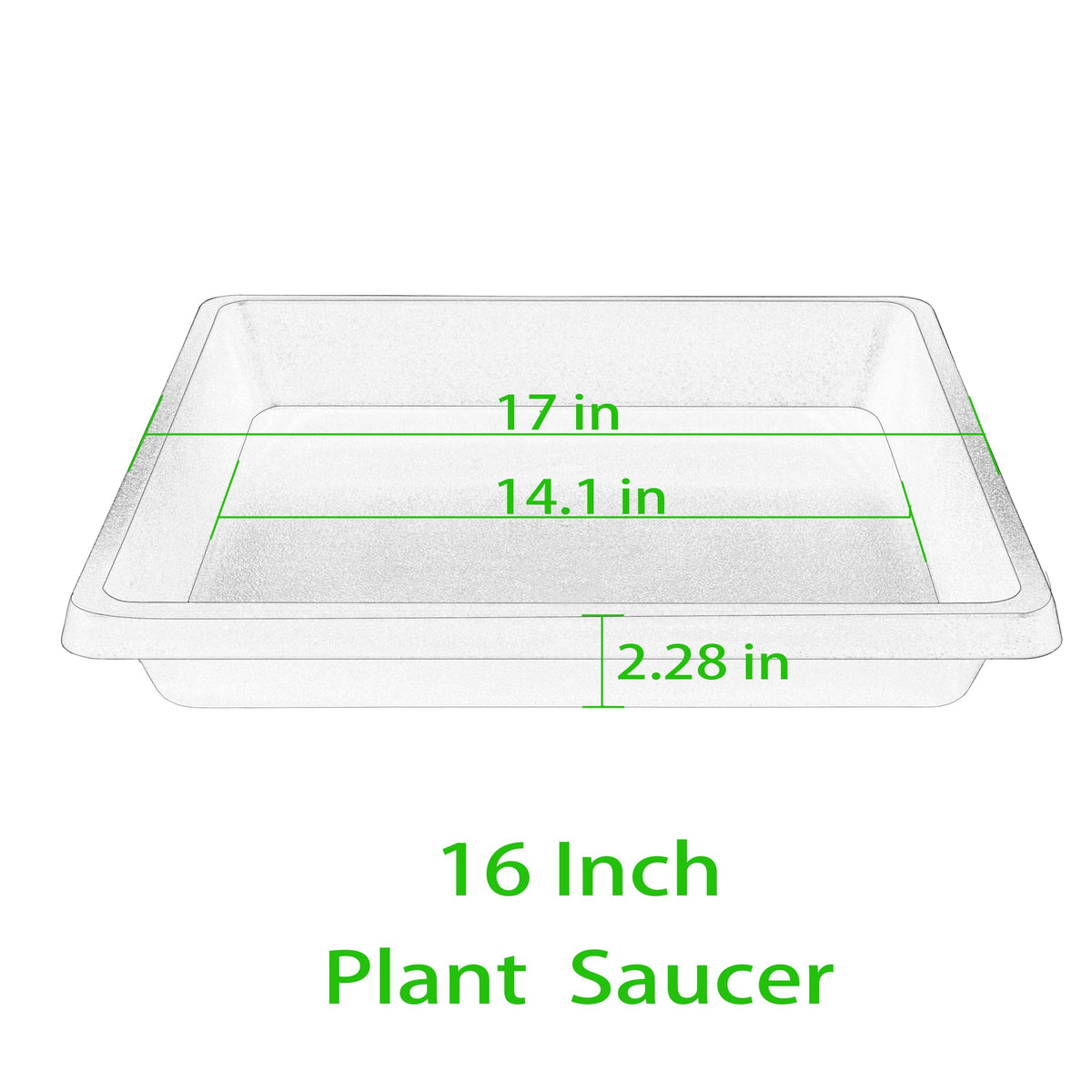 Feyvdzv heavy-duty plastic plant tray 16-inch demonstrates durability for heavy pots.