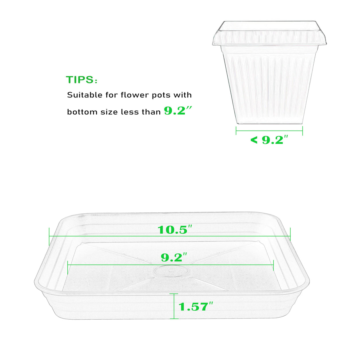 Feyvdzv square plant saucer 8-inch keeps surfaces dry while watering pots