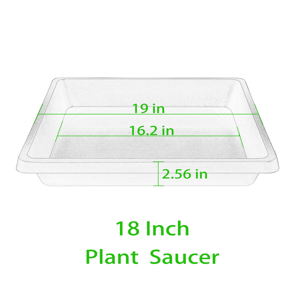 Feyvdzv square saucer 18-inch side view highlights deep edge for water and soil.