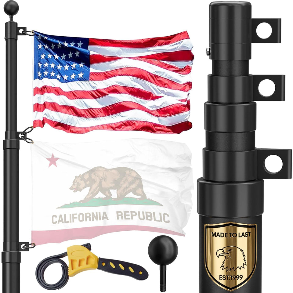 FFILY 20ft flag pole assembly, durable 11-gauge aluminum for long outdoor use.