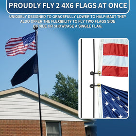 FFILY 32 ft black rope with 6 mm diameter supports dual-flag display.