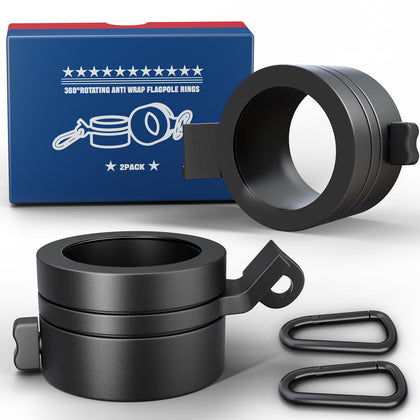 FFILY aluminum flag pole rings with angled connector for tangle-free mounting