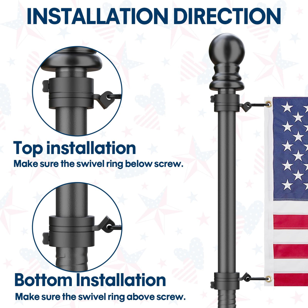 FFILY flagpole rings kit for easy installation