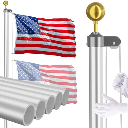 FFILY flag pole 20ft assembly in a spacious yard.