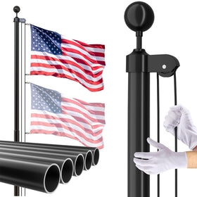 FFILY 25ft flag pole assembly showcases sturdy setup for large yards.