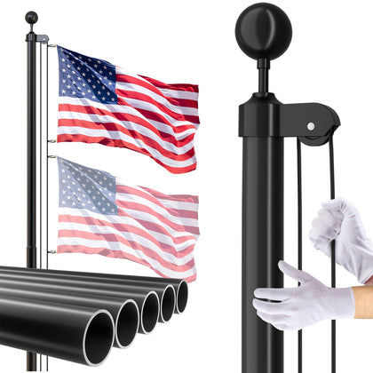 FFILY 25ft flag pole assembly showcases sturdy setup for large yards.