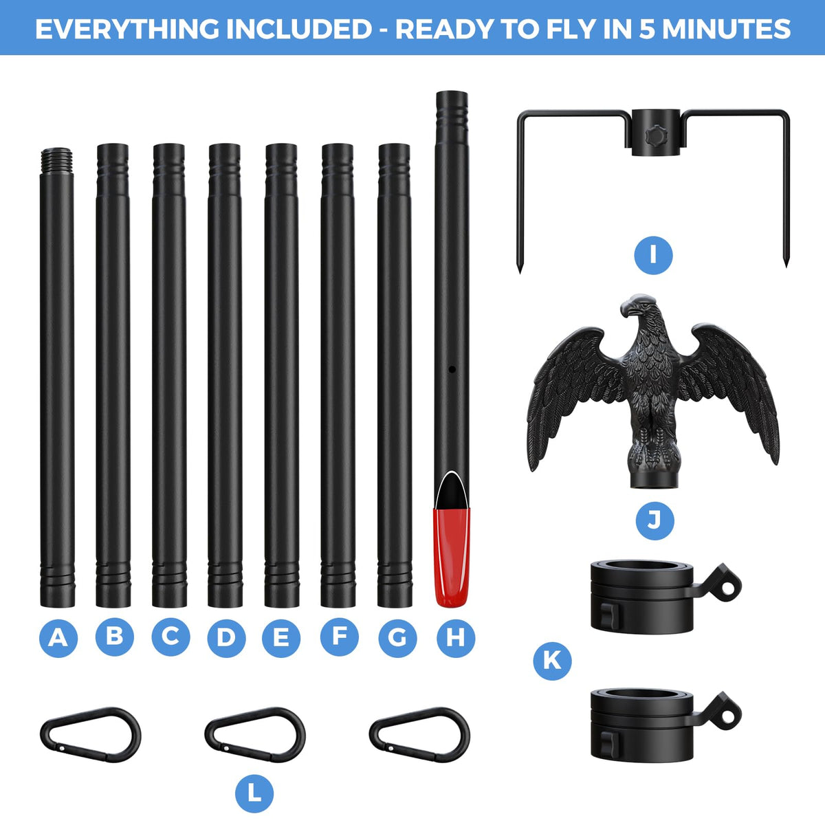 FFILY 10-foot flag pole kit for home exterior display in yard
