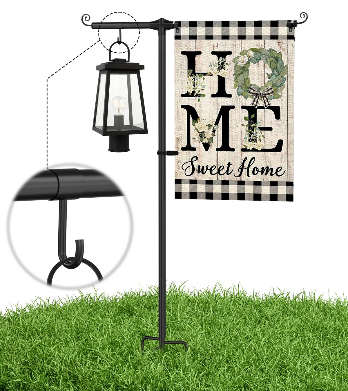 FFILY garden flag stand at 51 inch height for prominent yard display