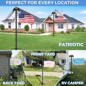 FFILY outdoor yard flag pole in-ground with eagle topper for curb appeal