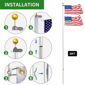 FFILY included pulley rope and clips ensure smooth flag hoisting.