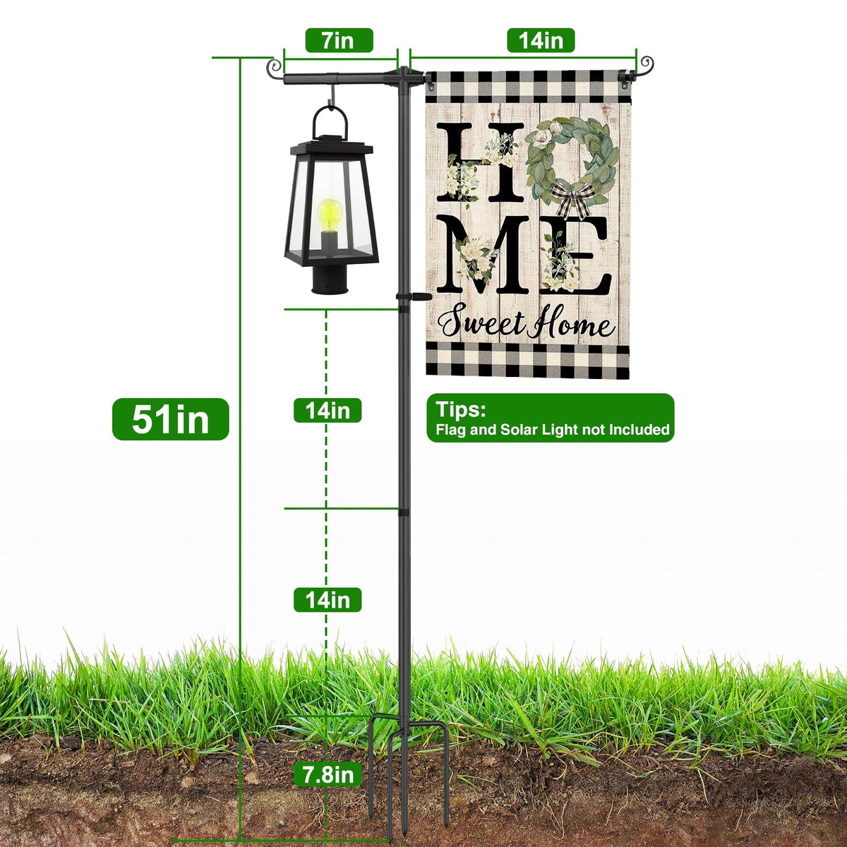 FFILY shepherd hook design ideal for flags, bird feeders, and decor