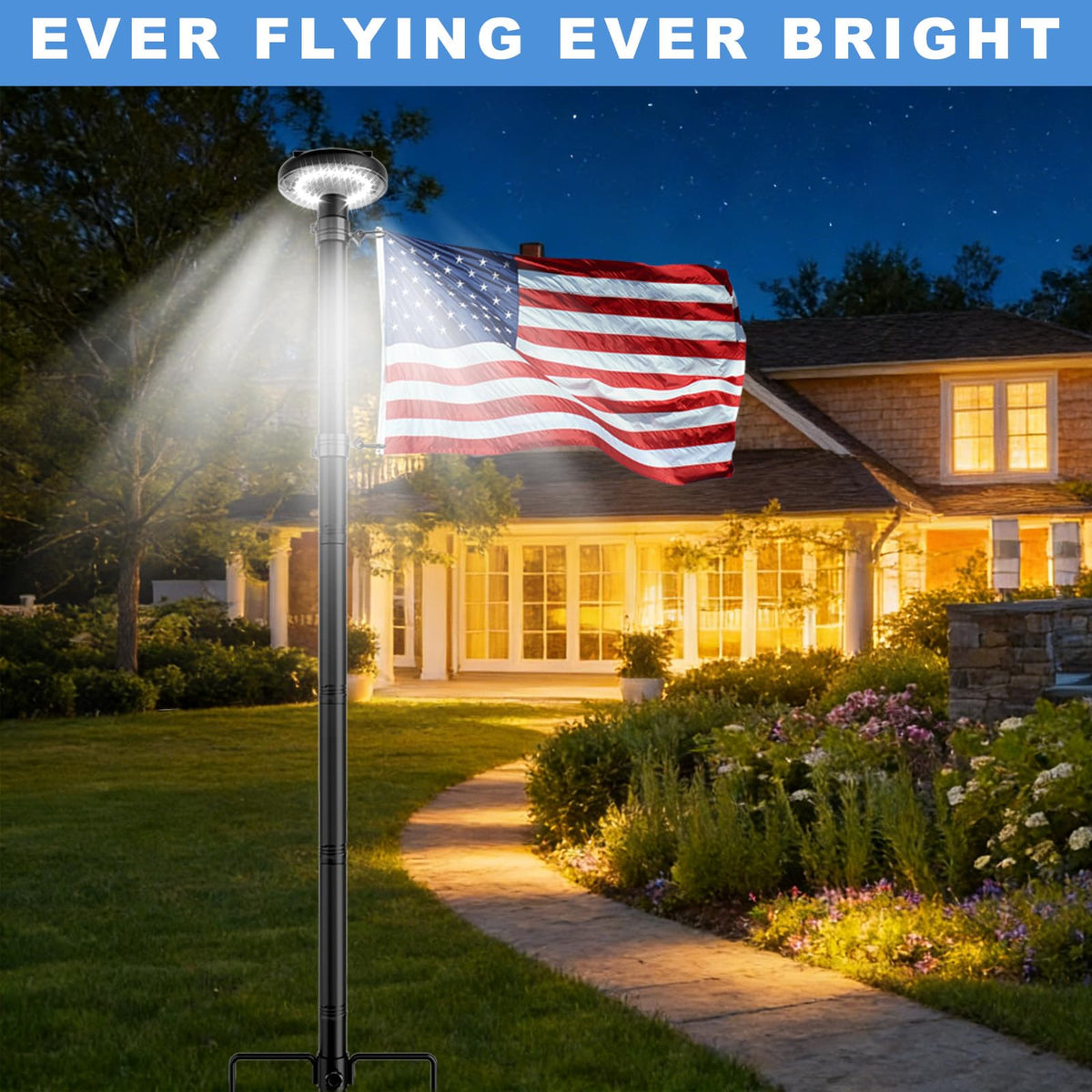 FFILY stainless steel 1.3-inch pole resists bending in strong winds.