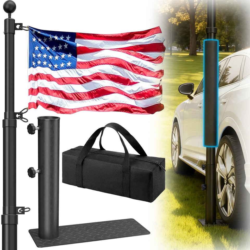 FFILY tailgate flag pole 20ft assembled shows sturdy wind-ready design