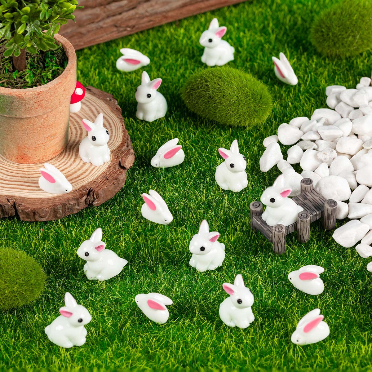 FFNIU easter bunny decor for mini scenes and cake toppers