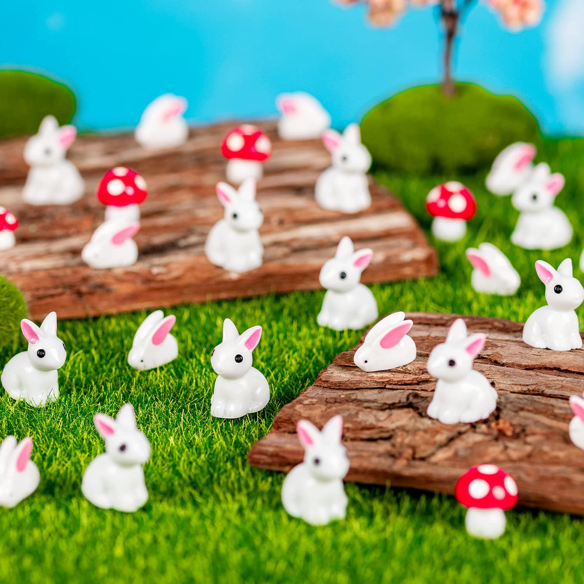 FFNIU resin bunny animals ideal for DIY crafts and decorations