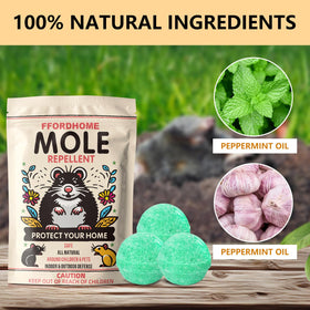 FfordHome Mole Repellent spray illustrates easy lawn application for deterrence