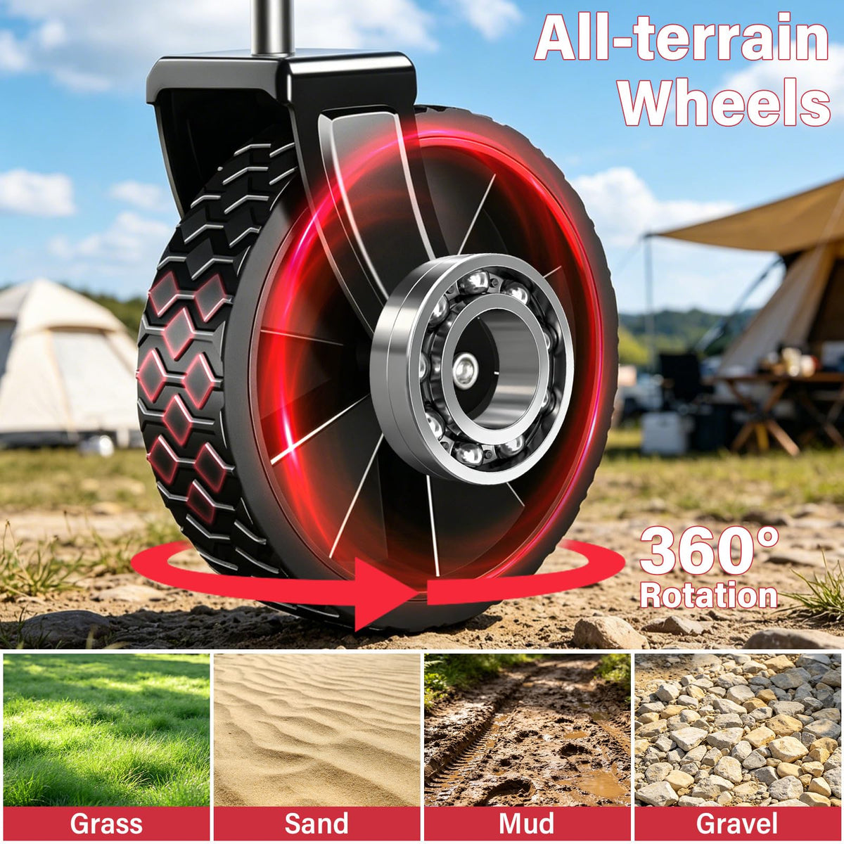 FFQ auto-bounce handle with anti-slip grip easing loading and steering
