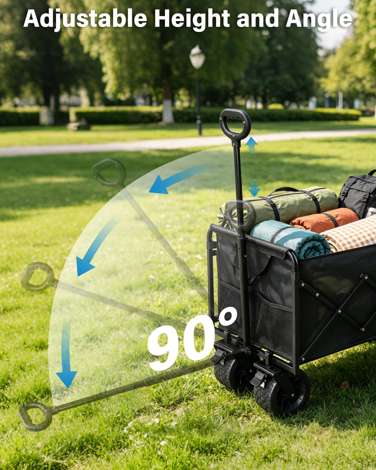 FFQ breathable fabric wagon with cup holders for beverages on the go