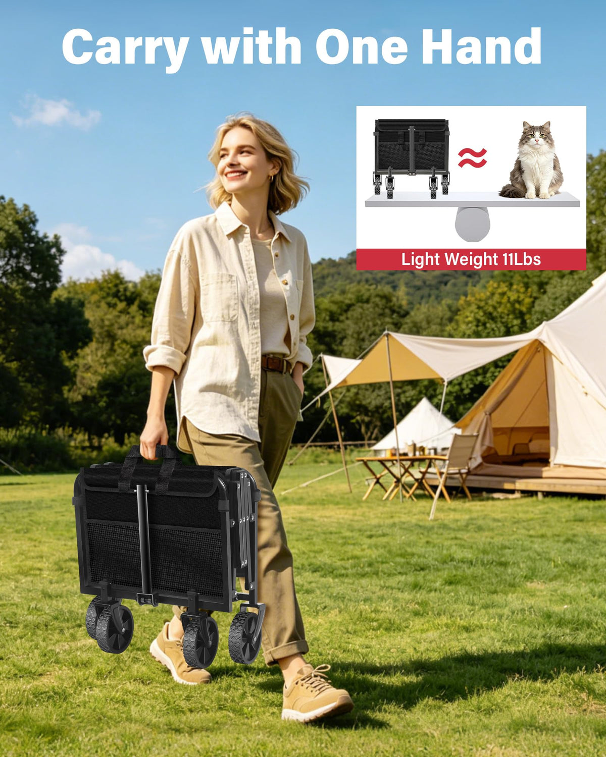 FFQ foldable wagon collapsed for easy storage and transport