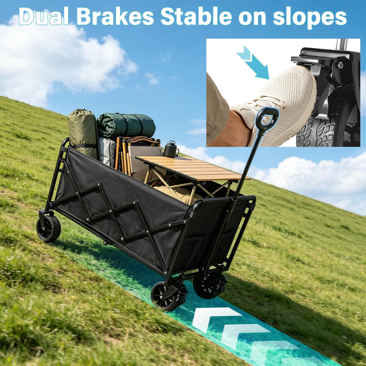 FFQ large folding wagon stored flat in a trunk or closet