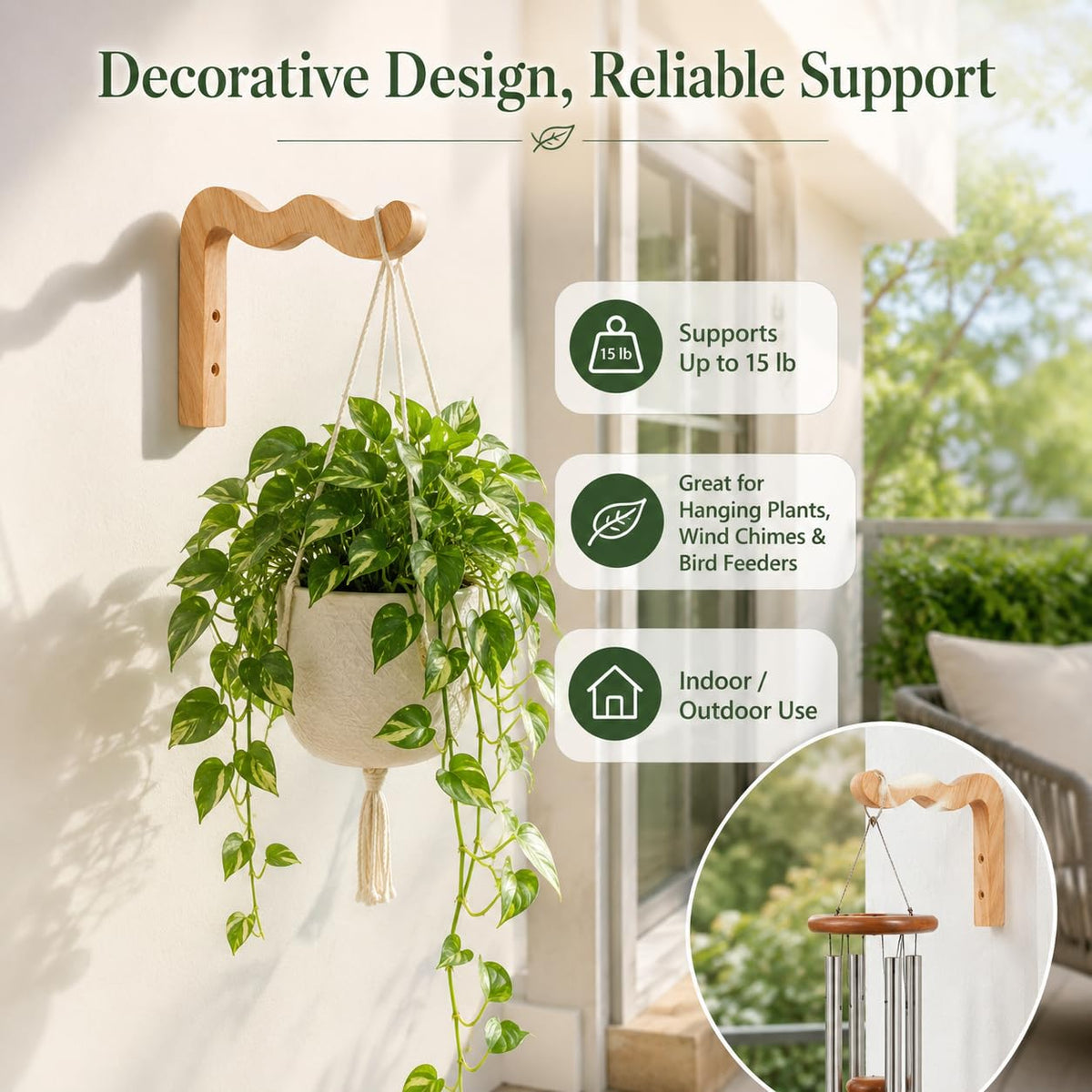 FGSAEOR 6.8-inch wave-shaped bracket keeps pots elevated and tidy on fences or patios.