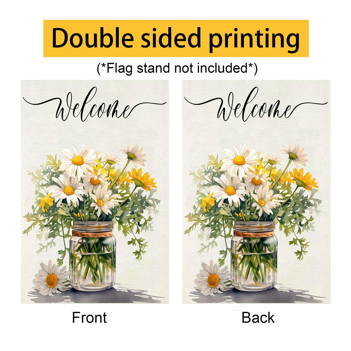 FGSS daisy jar motif, enhances garden decor with farmhouse style.