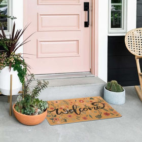 FGSS Floral doormat easy to clean with hose or vacuum.
