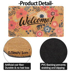FGSS Flower Welcome Doormat showcases floral design to brighten your front door.