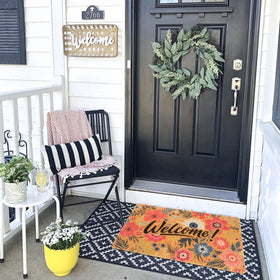 FGSS Flower Welcome Doormat spring floral design enhances curb appeal