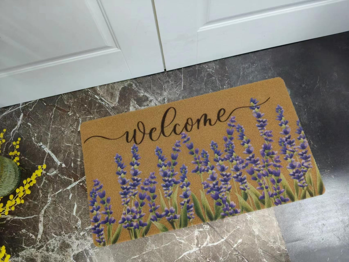 Indoor or outdoor use FGSS lavender mat enhances seasonal decor with practicality.