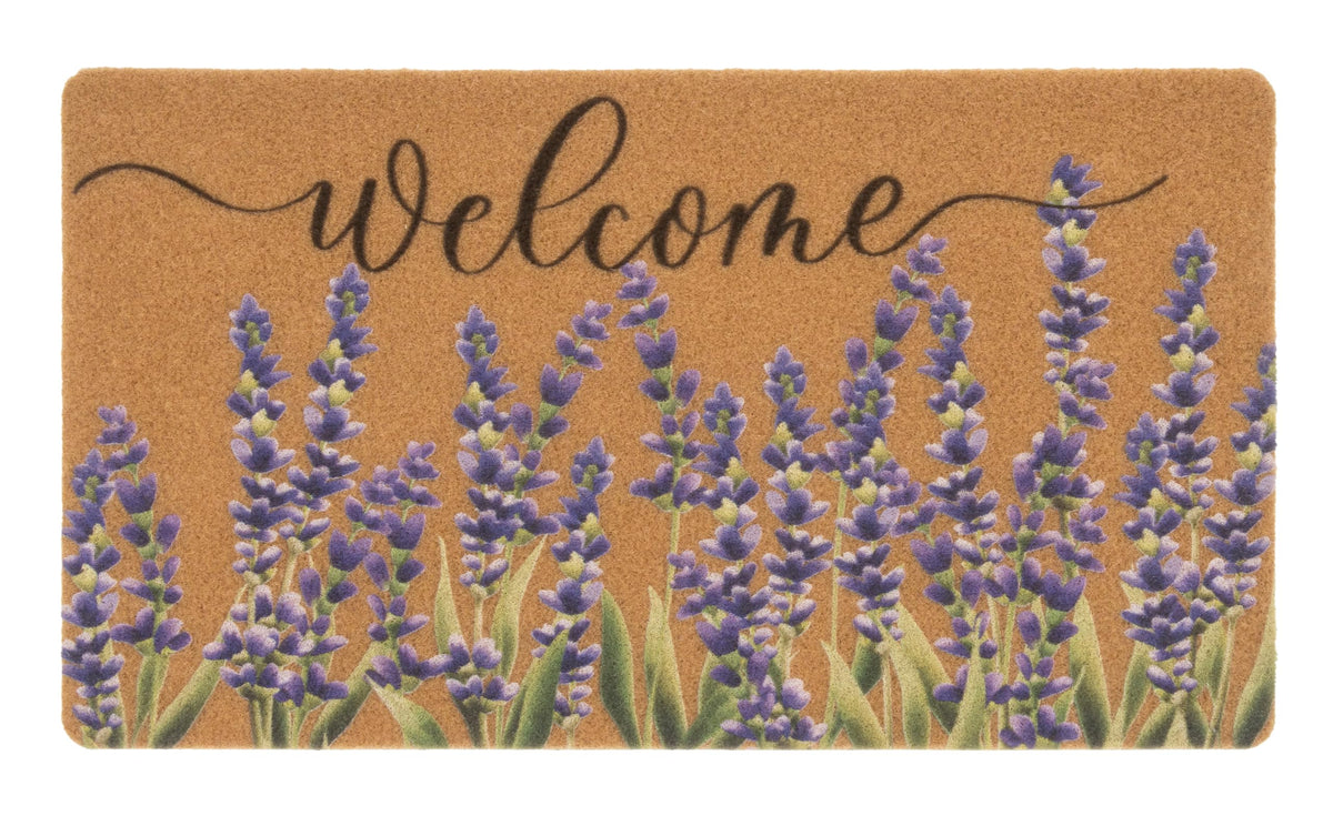 FGSS Lavender Welcome Doormat with lavender motif at front door increases curb appeal and warmth.