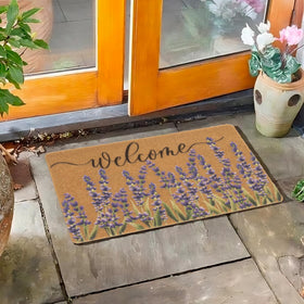 17 by 29 inch FGSS doormat fits most entryways with a calm lavender touch.