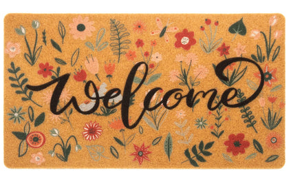 FGSS Spring Welcome Doormat floral coir suitable for outdoor and indoor entryways.