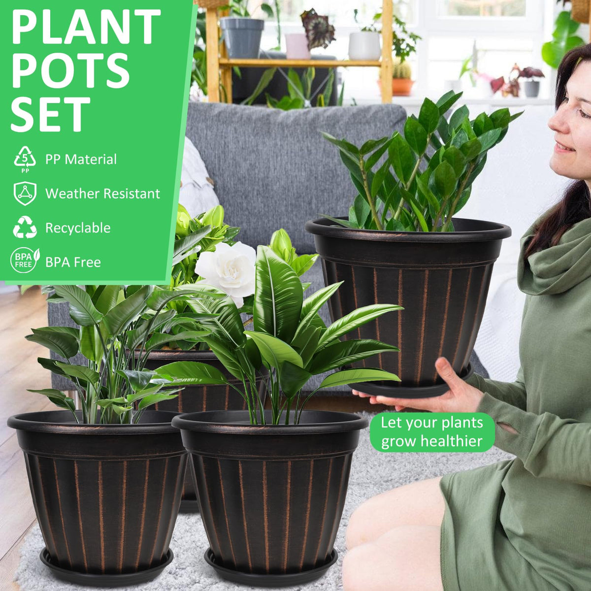 FGstyle 12-inch planter with saucer tray keeps surfaces dry and neat.