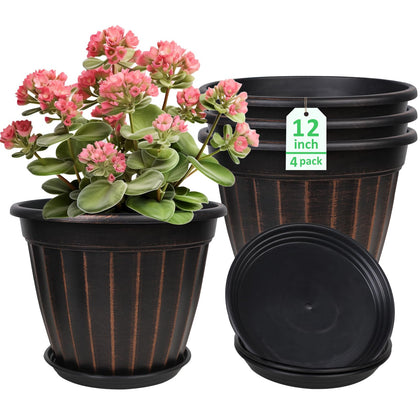 FGstyle 12-inch planter with swirl pattern adds modern style to outdoor spaces.