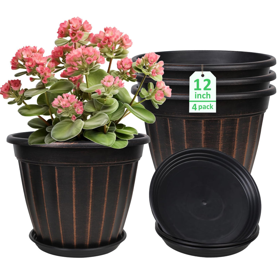 FGstyle 12-inch planter with swirl pattern adds modern style to outdoor spaces.