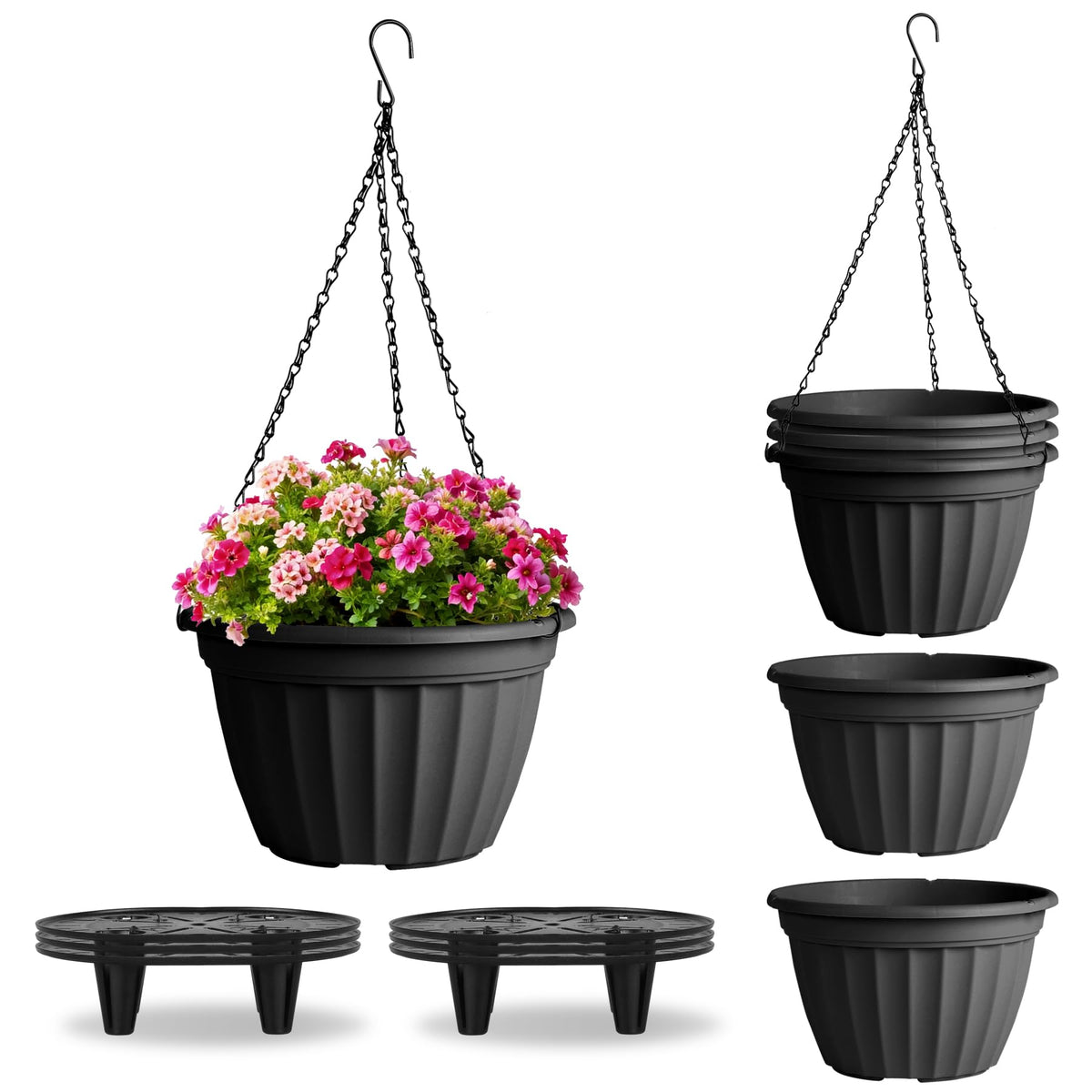 FGstyle six-pack hanging planters with 10-inch baskets for stylish indoor and outdoor decor
