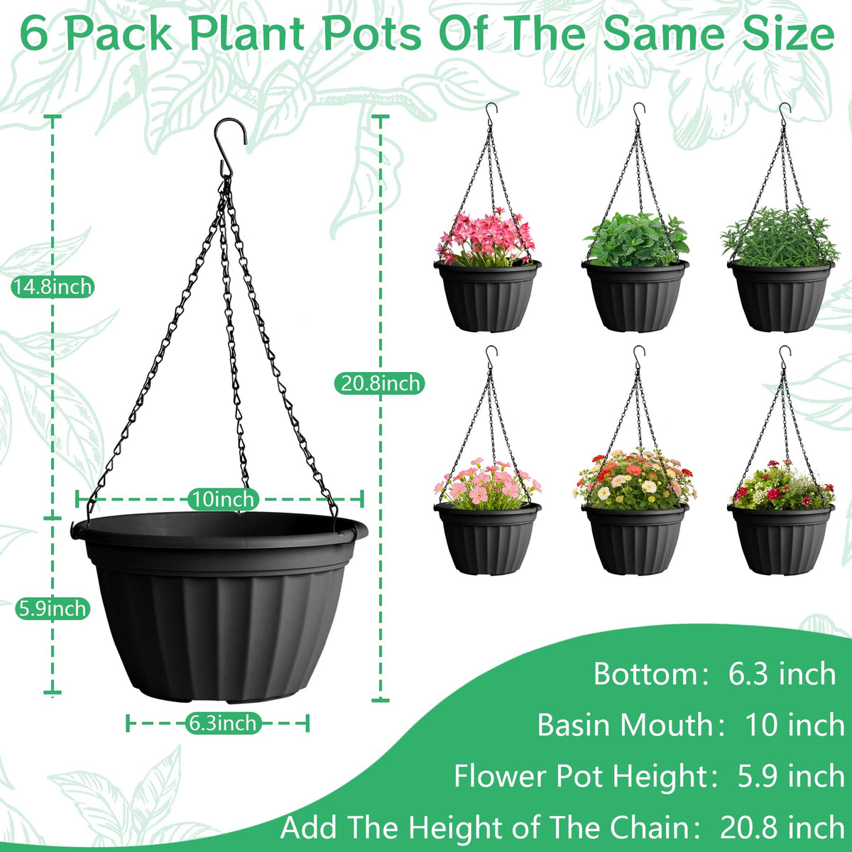 FGstyle hanging planters include durable metal chains for secure mounting
